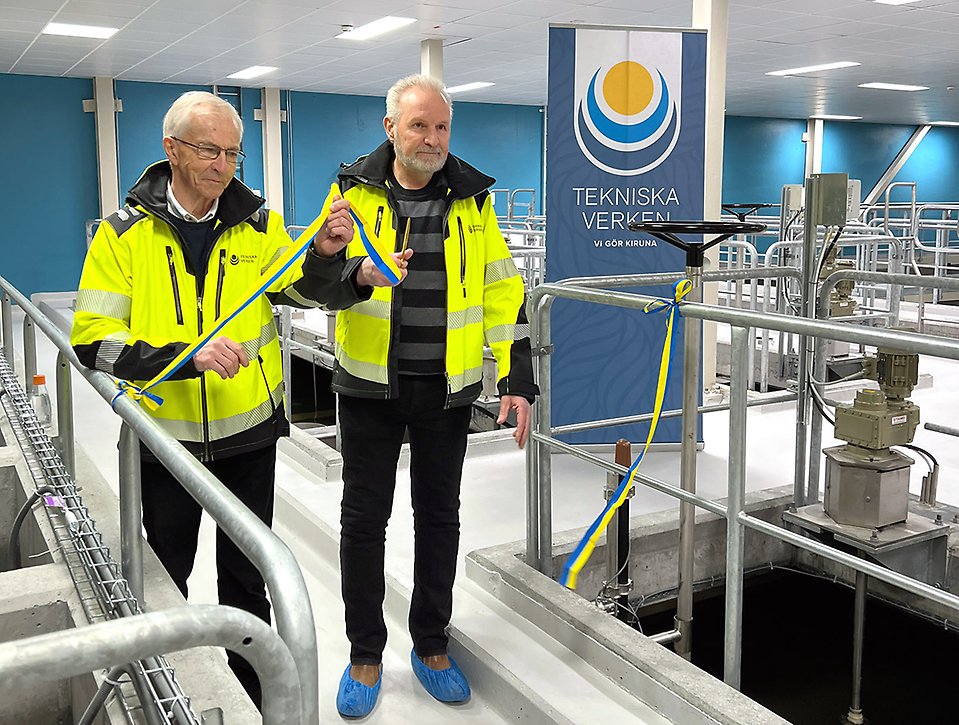 Invigning Kiruna vattenverk. Styrelseordförande Thore Johansson och avdelningschef Michael Nilsson